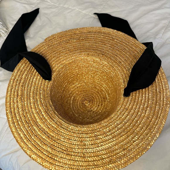 Source Unknown Straw Hat with Black Ribbon - Picture 2 of 2
